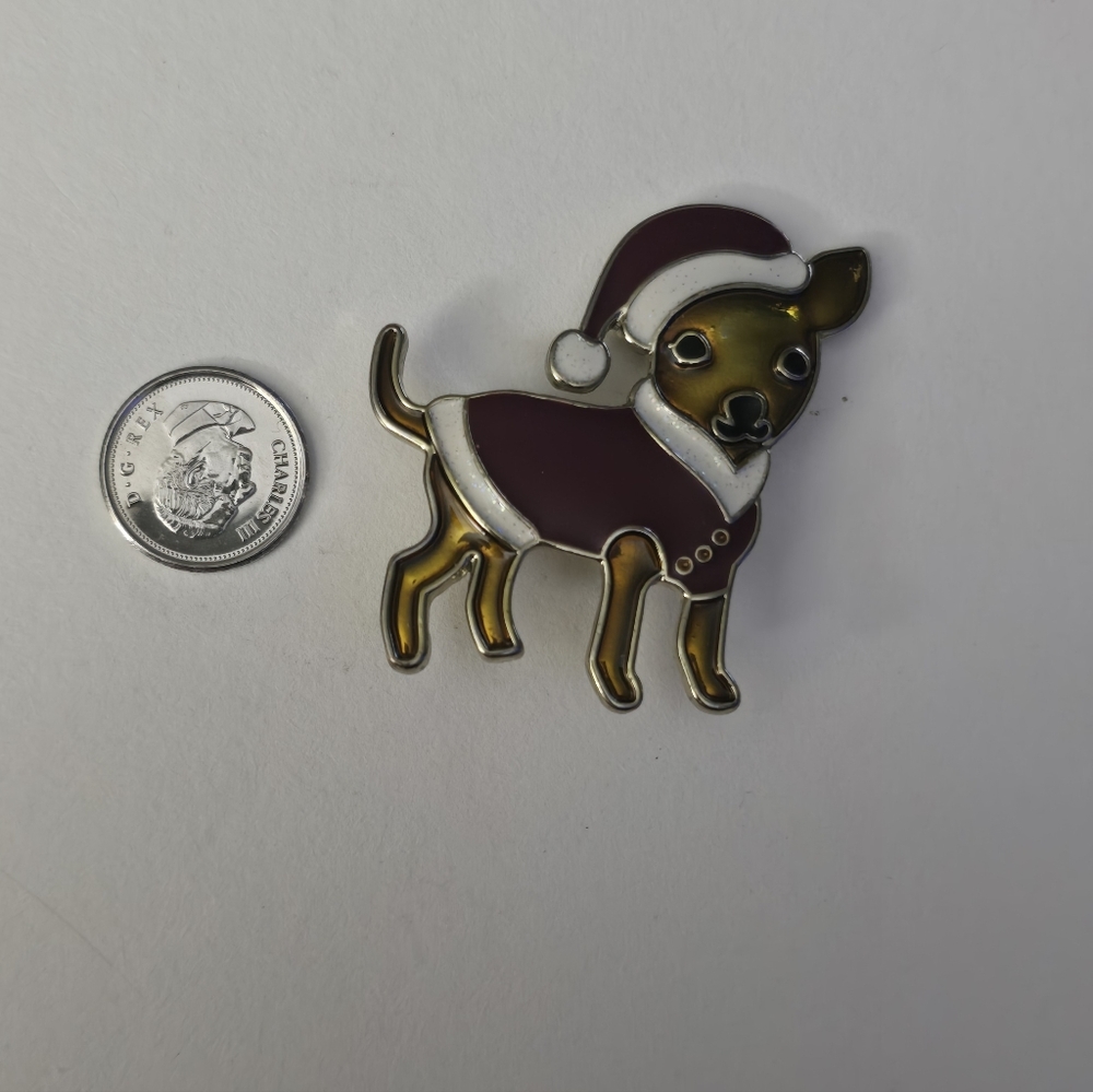 Vintage Christmas Chihuahua Brooch